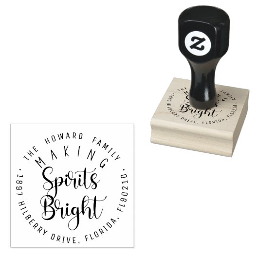Making Spirits Bright Custom return address Rubberstempel (Gestempeld)