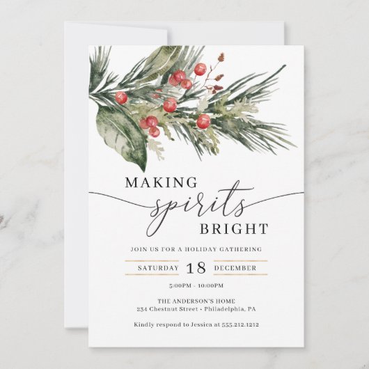 Making Spirits Bright Elegant kerstfeest Kaart (Voorkant)
