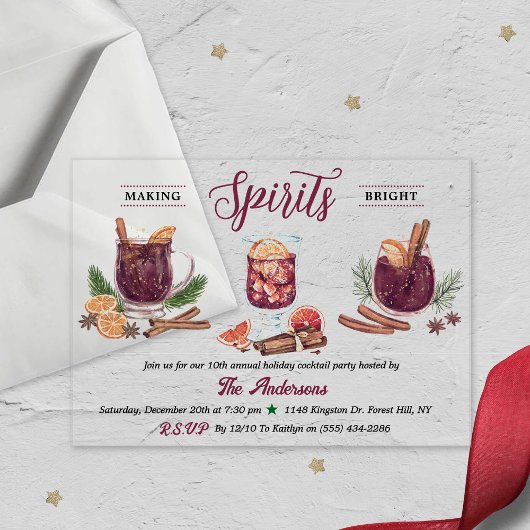 Making Spirits Bright | Feestelijke Cocktailparty Acryl Uitnodigingen
