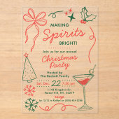 Making Spirits Bright | Feestelijke Kerstborrel Acryl Uitnodigingen (Voorkant)