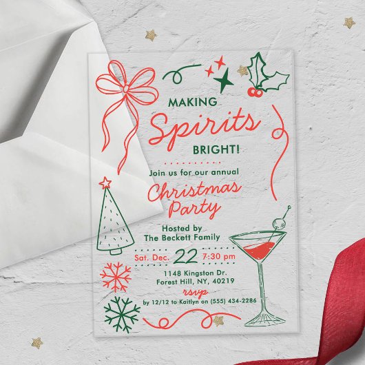 Making Spirits Bright | Feestelijke Kerstborrel Acryl Uitnodigingen
