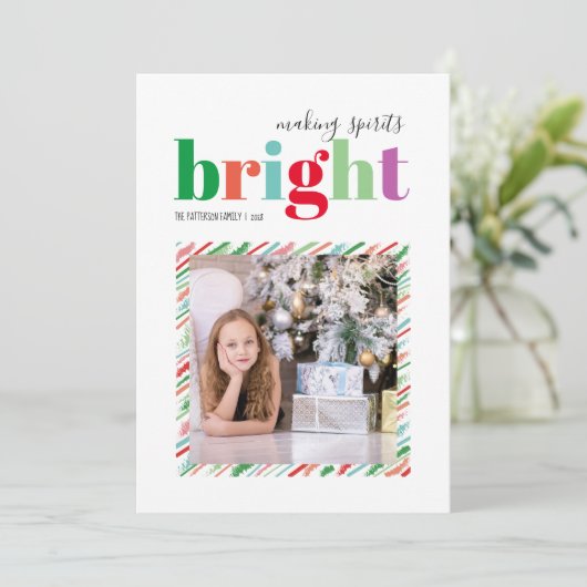 Making Spirits Bright Foto met kerstflat Kaart (Staand voorkant)