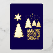 Making Spirits Bright Gold Foil Christmas Trees Folie Feestdagenkaart (Voorkant)