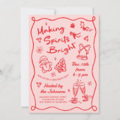 Making Spirits Bright Hand Drawn Christmas Party Kaart (Voorkant)