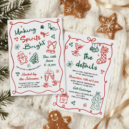 Making Spirits Bright Hand Drawn Christmas Party Kaart