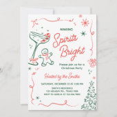 Making Spirits Bright Hand Getekende Kerstfeest Ui Kaart (Voorkant)