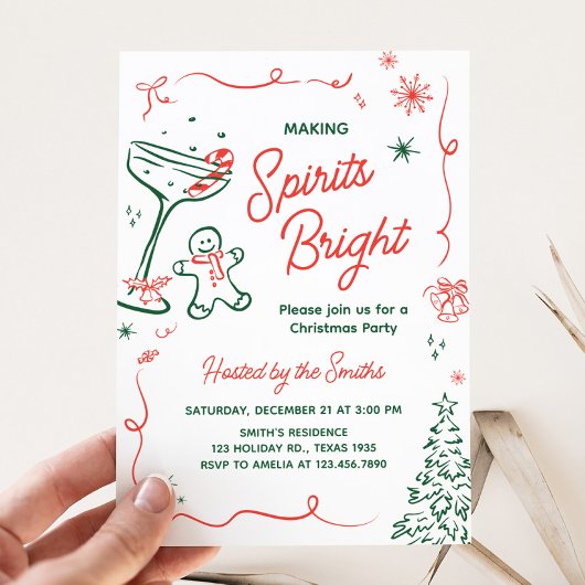 Making Spirits Bright Hand Getekende Kerstfeest Ui Kaart