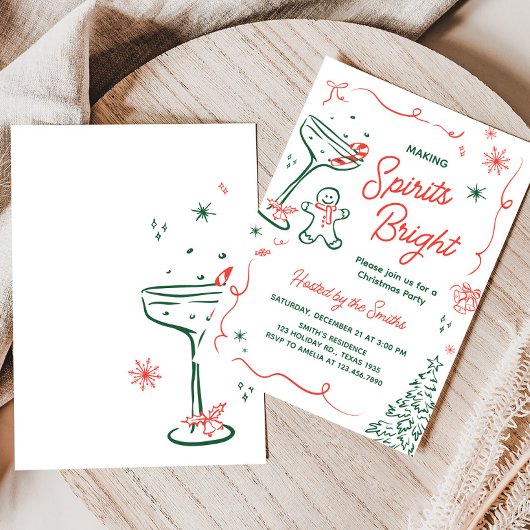 Making Spirits Bright Hand Getekende Kerstfeest Ui Kaart