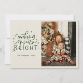 Making Spirits Bright Hand Lettered Foto Feestdagenkaart (Voorkant)