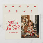 Making Spirits Bright Hand Lettered Foto Feestdagenkaart (Voorkant / Achterkant)