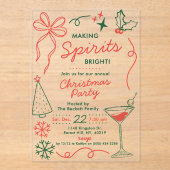 Making Spirits Bright | Holiday Cocktail Party Acryl Uitnodigingen (Voorkant)