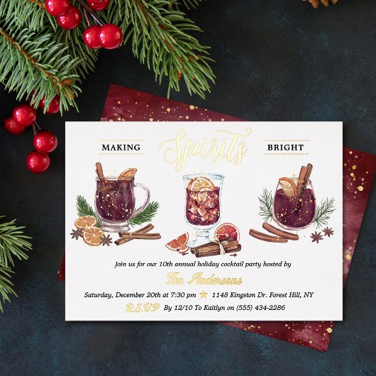 Making Spirits Bright | Holiday Cocktail Party Folie Uitnodiging