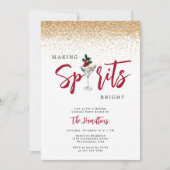 Making Spirits Bright Holiday Cocktail Party Goud Kaart (Voorkant)