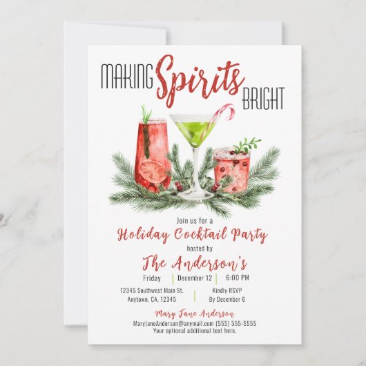 Making Spirits Bright Holiday Cocktail Party Kaart (Voorkant)