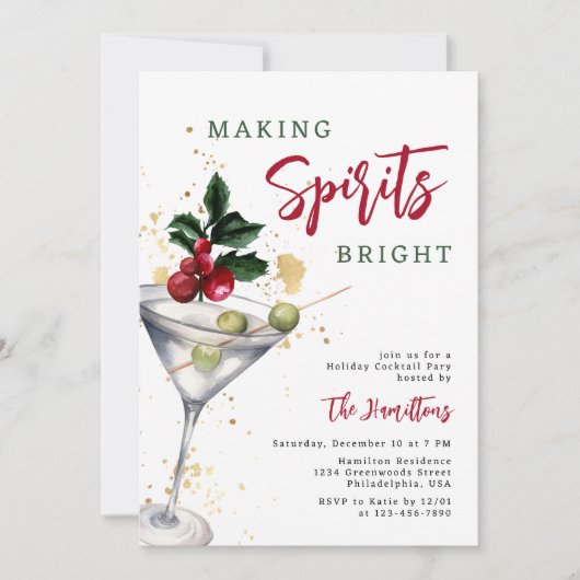 Making Spirits Bright Holiday Cocktail Party Kaart (Voorkant)