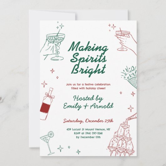 Making Spirits Bright Holiday Cocktail Party Kaart (Voorkant)