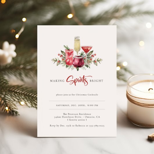Making Spirits Bright Holiday Cocktail Party Kaart