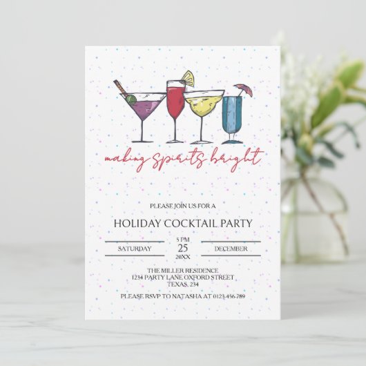 Making Spirits Bright Holiday Cocktail Party Kaart (Staand voorkant)