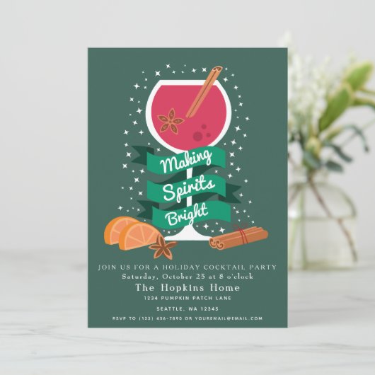 Making Spirits Bright Holiday Cocktail Party Kaart (Staand voorkant)