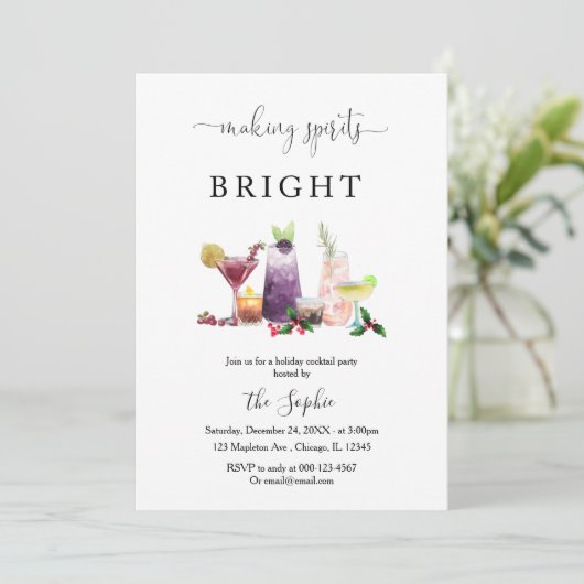 Making Spirits Bright Holiday Cocktail Party Kaart (Staand voorkant)
