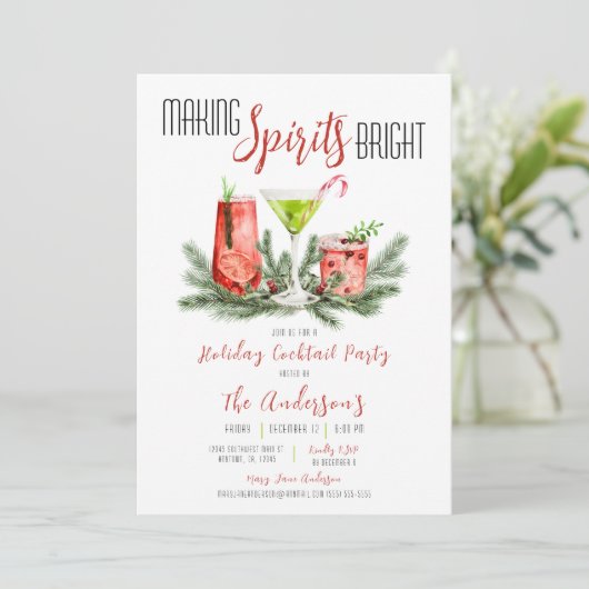 Making Spirits Bright Holiday Cocktail Party Kaart (Staand voorkant)