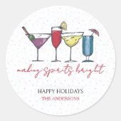 Making Spirits Bright Holiday Cocktail Party Ronde Sticker (Voorkant)