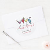 Making Spirits Bright Holiday Cocktail Party Ronde Sticker (Envelop)