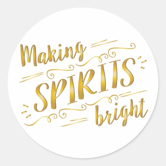 Making Spirits Bright Holiday Gold Sticker (Voorkant)