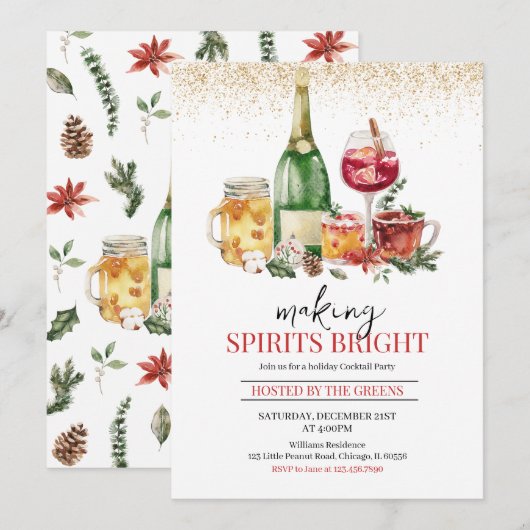 Making Spirits Bright Holiday Party Kaart (Voorkant / Achterkant)
