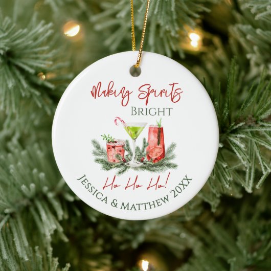 Making Spirits Bright Kerst Geschenken voor Koppel Keramisch Ornament (Boom)