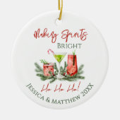 Making Spirits Bright Kerst Geschenken voor Koppel Keramisch Ornament (Voorkant)