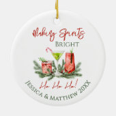 Making Spirits Bright Kerst Geschenken voor Koppel Keramisch Ornament (Achterkant)
