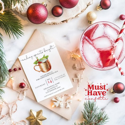 Making Spirits Bright kerstcocktail Party Feestdagenkaart