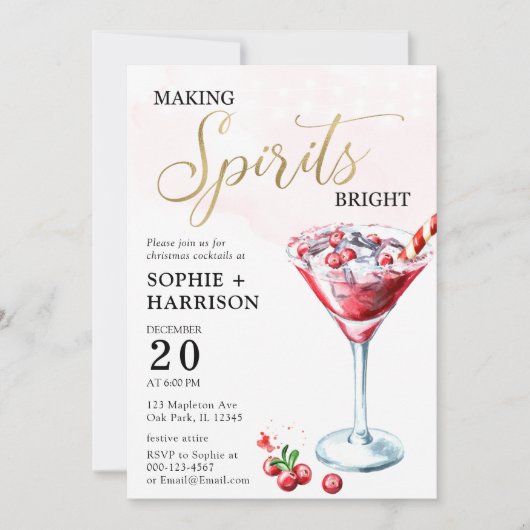 Making Spirits Bright kerstcocktail Party IV Kaart (Voorkant)