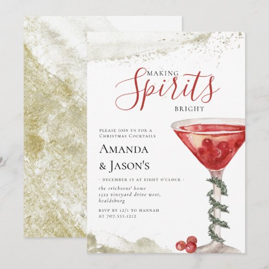 Making Spirits Bright, kerstcocktail party Kaart (Voorkant / Achterkant)