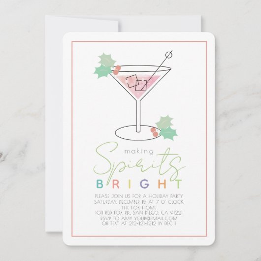 Making Spirits Bright kerstcocktail Party Kaart (Voorkant)