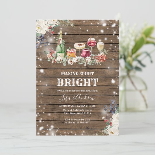 Making Spirits Bright kerstcocktail Party Kaart (Staand voorkant)