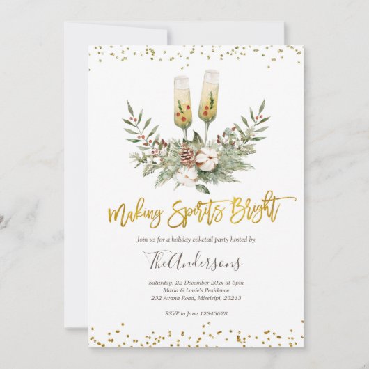 Making Spirits Bright kerstcocktail Party Kaart (Voorkant)