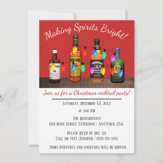 Making Spirits Bright kerstcocktail Party Kaart (Voorkant)