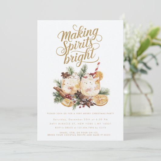 Making Spirits Bright kerstcocktail Party Kaart (Staand voorkant)