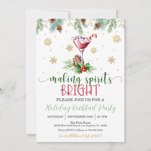 Making Spirits Bright Kerstfeest (rand) Kaart (Voorkant)