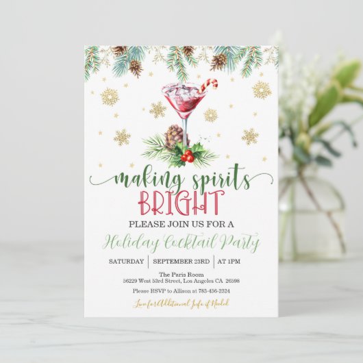 Making Spirits Bright Kerstfeest (rand) Kaart (Staand voorkant)