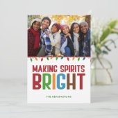 Making Spirits Bright Kerstfeestdag Foto Feestdagenkaart (Staand voorkant)