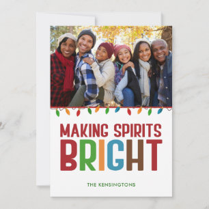 Making Spirits Bright Kerstfeestdag Foto Feestdagenkaart