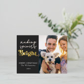 Making Spirits Bright Moderne Foto Folie Feestdagen Briefkaart (Staand Voorkant)