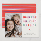 Making Spirits Bright Moderne Vakantie Fotokaart Feestdagenkaart (Voorkant / Achterkant)