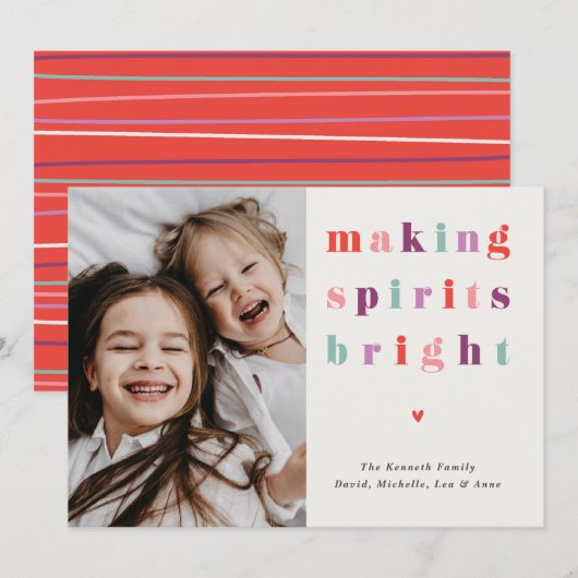 Making Spirits Bright Moderne Vakantie Fotokaart Feestdagenkaart (Voorkant / Achterkant)