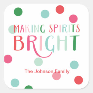 Making Spirits Bright Multi gekleurde stip vakanti Vierkante Sticker