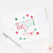 Making Spirits Bright Multi gekleurde stip vakanti Vierkante Sticker (Envelop)