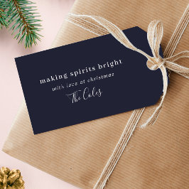 Making Spirits Bright Navy Blue met minimale kerst Cadeaulabel
